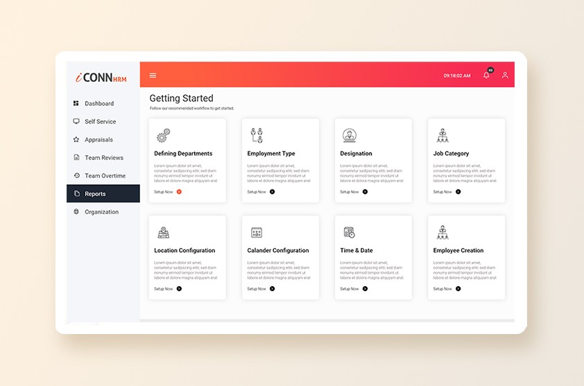 Dashboard Screens of ICONN HRM Version 1.0